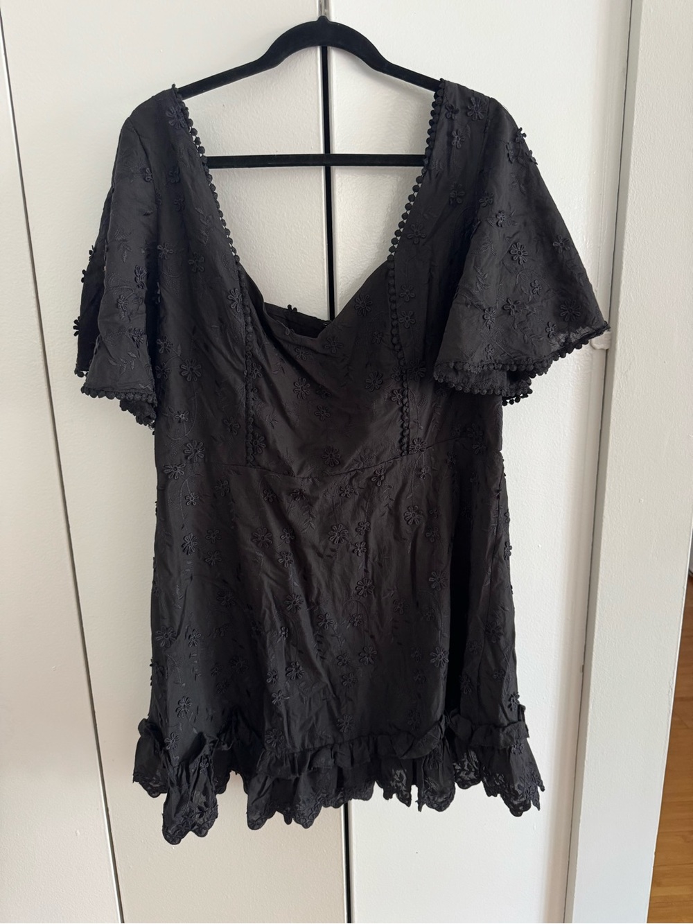 Showpo Black Floral Eyelet Mini Dress